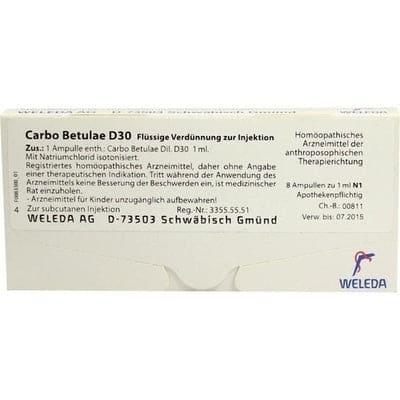 Uriel carbo betula, CARBO BETULAE D 30 comp weleda ampoules UK
