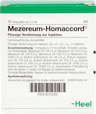 Vesicular eczema; herpes zoster; pruritus, MEZEREUM HOMACCORD ampoules UK