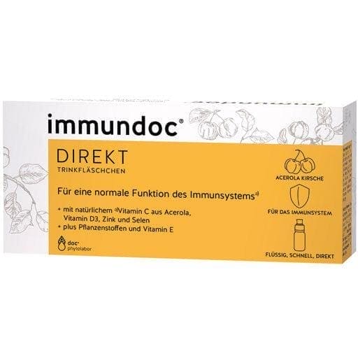 Vitamin C from acerola, vitamin D3, E, zinc, selenium, IMMUNDOC direct drinking bottles UK