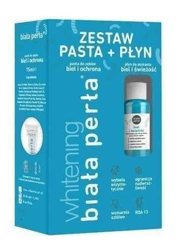 WHITE PEARL Paste white and protection set 75ml + rinse aid white and freshness 100ml UK