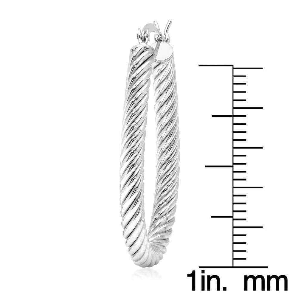 White Sterling Silver Twisted Hoop Earrings UK