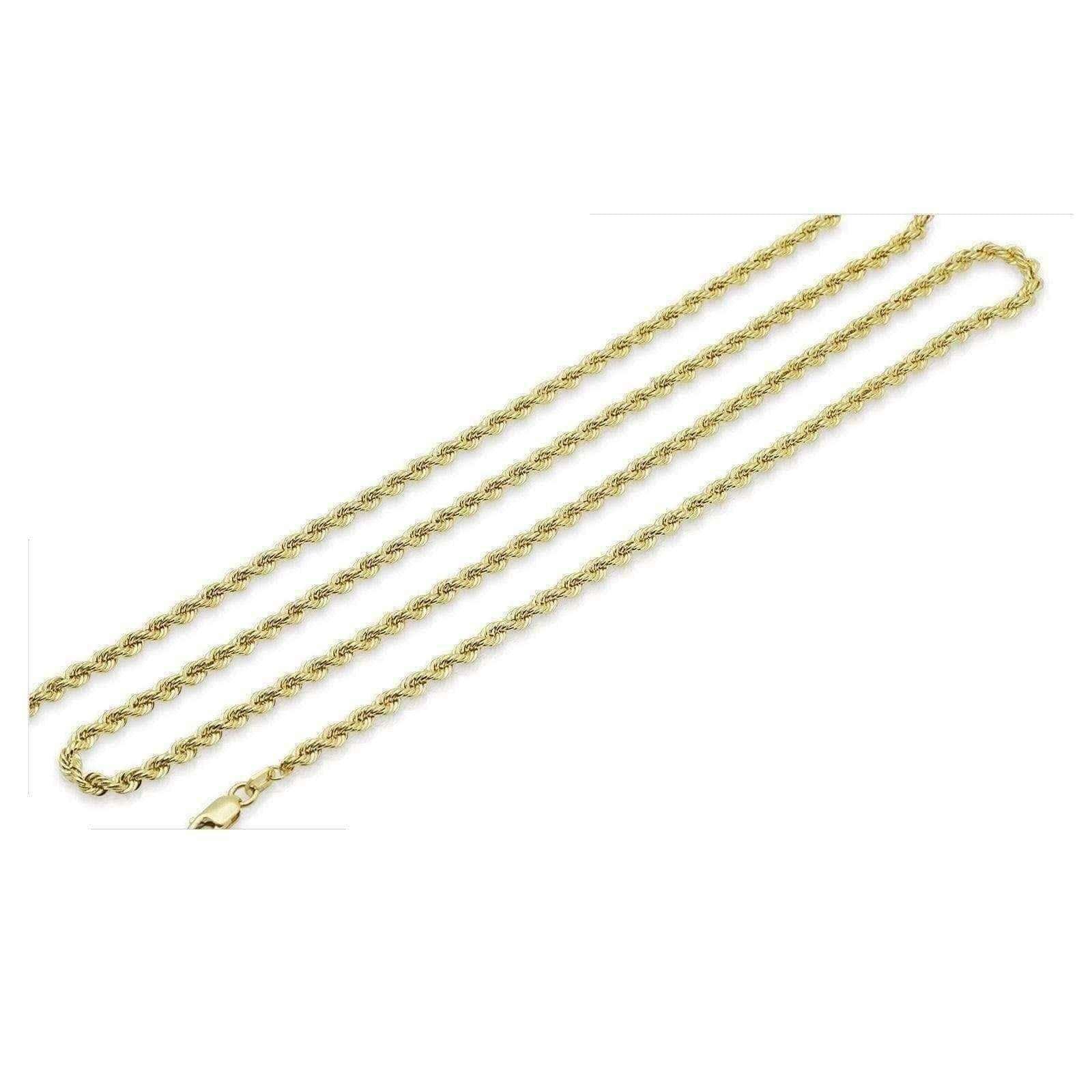 14k Yellow Gold Thin High Polished Rope Chain UK