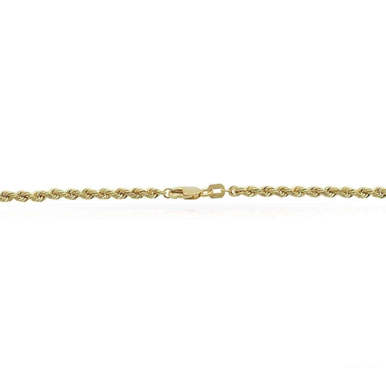 14k Yellow Gold Thin High Polished Rope Chain UK