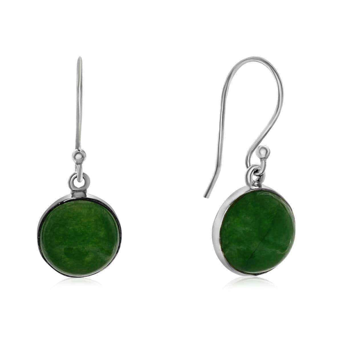 7 1/2 TGW Cabochon Cut Green Jade Earrings In Sterling Silver UK