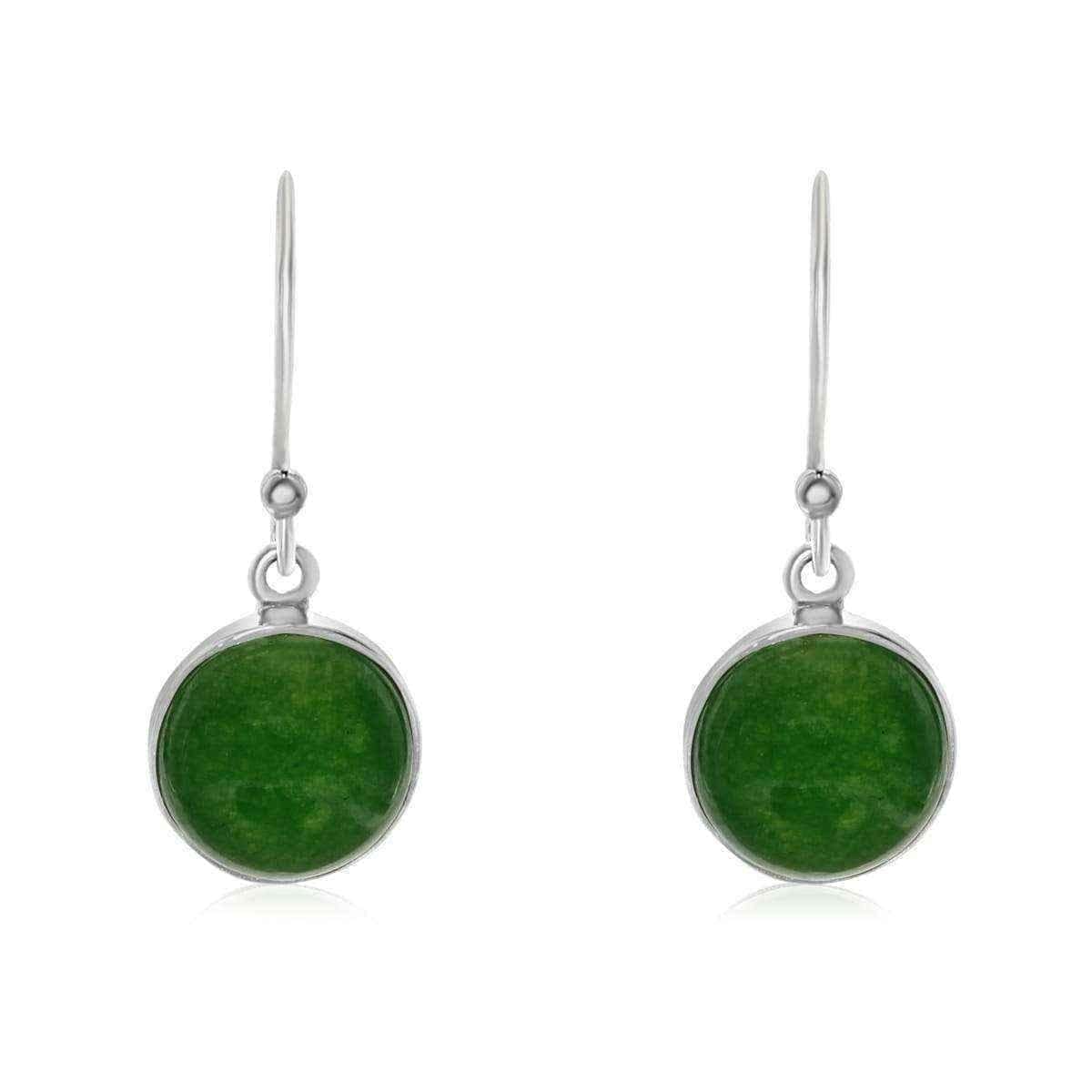 7 1/2 TGW Cabochon Cut Green Jade Earrings In Sterling Silver UK