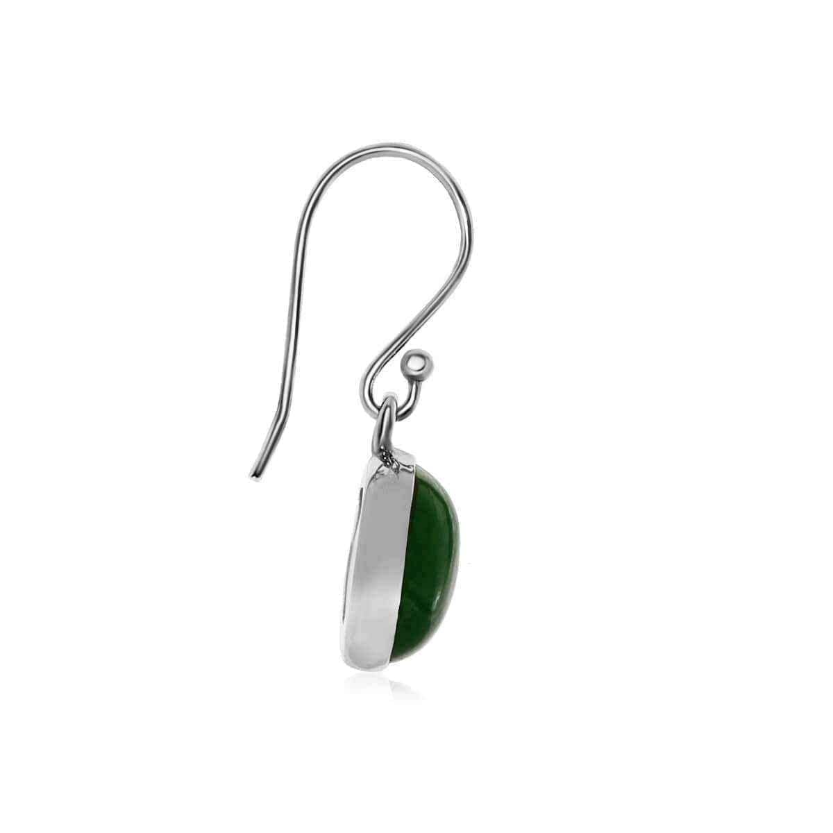 7 1/2 TGW Cabochon Cut Green Jade Earrings In Sterling Silver UK