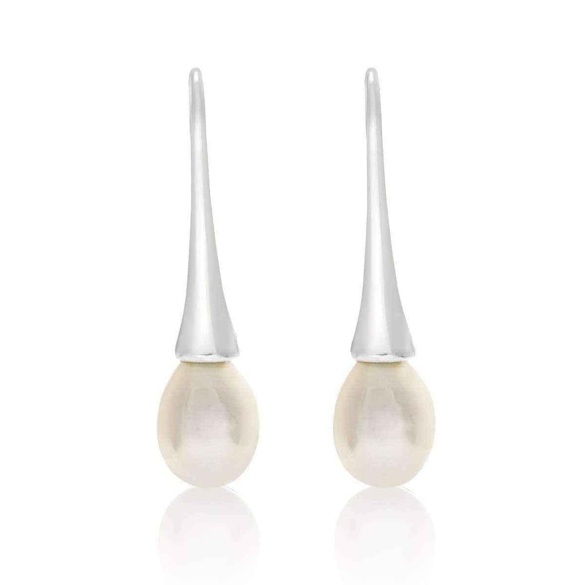 8mm Freshwater Cultured Pearl Drop Earrings In Silver UK