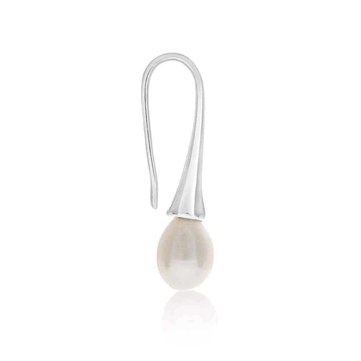 8mm Freshwater Cultured Pearl Drop Earrings In Silver UK