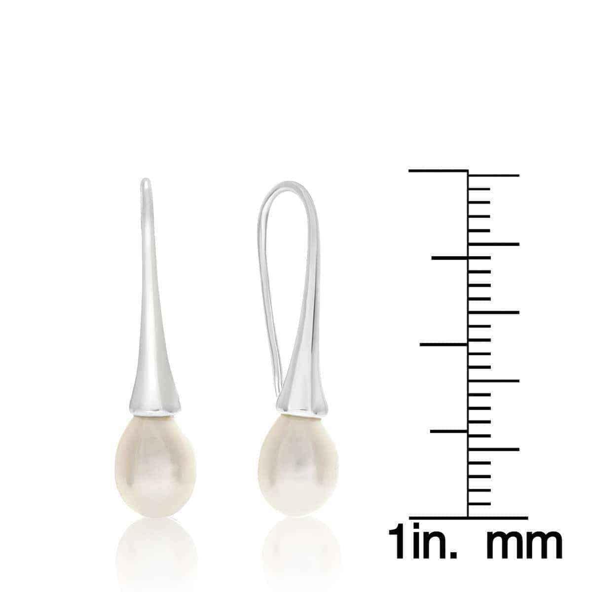 8mm Freshwater Cultured Pearl Drop Earrings In Silver UK