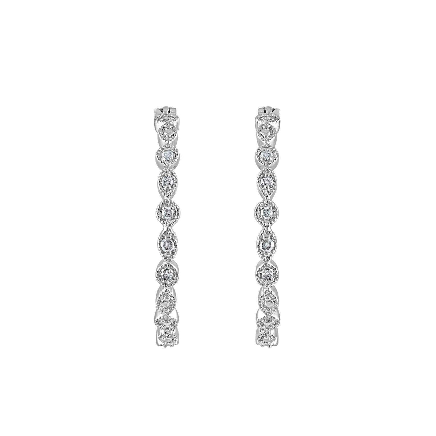 925 Sterling Silver 1/10 ct T.W. Hoop Earring (I-J, I2-I3) UK