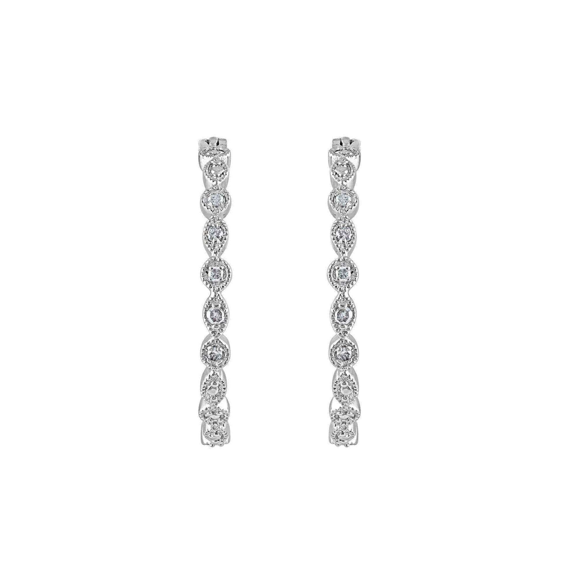 925 Sterling Silver 1/10 ct T.W. Hoop Earring (I-J, I2-I3) UK