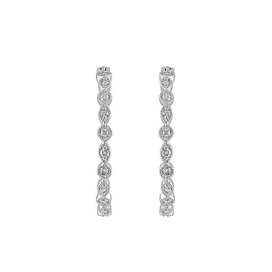 925 Sterling Silver 1/10 ct T.W. Hoop Earring (I-J, I2-I3) UK