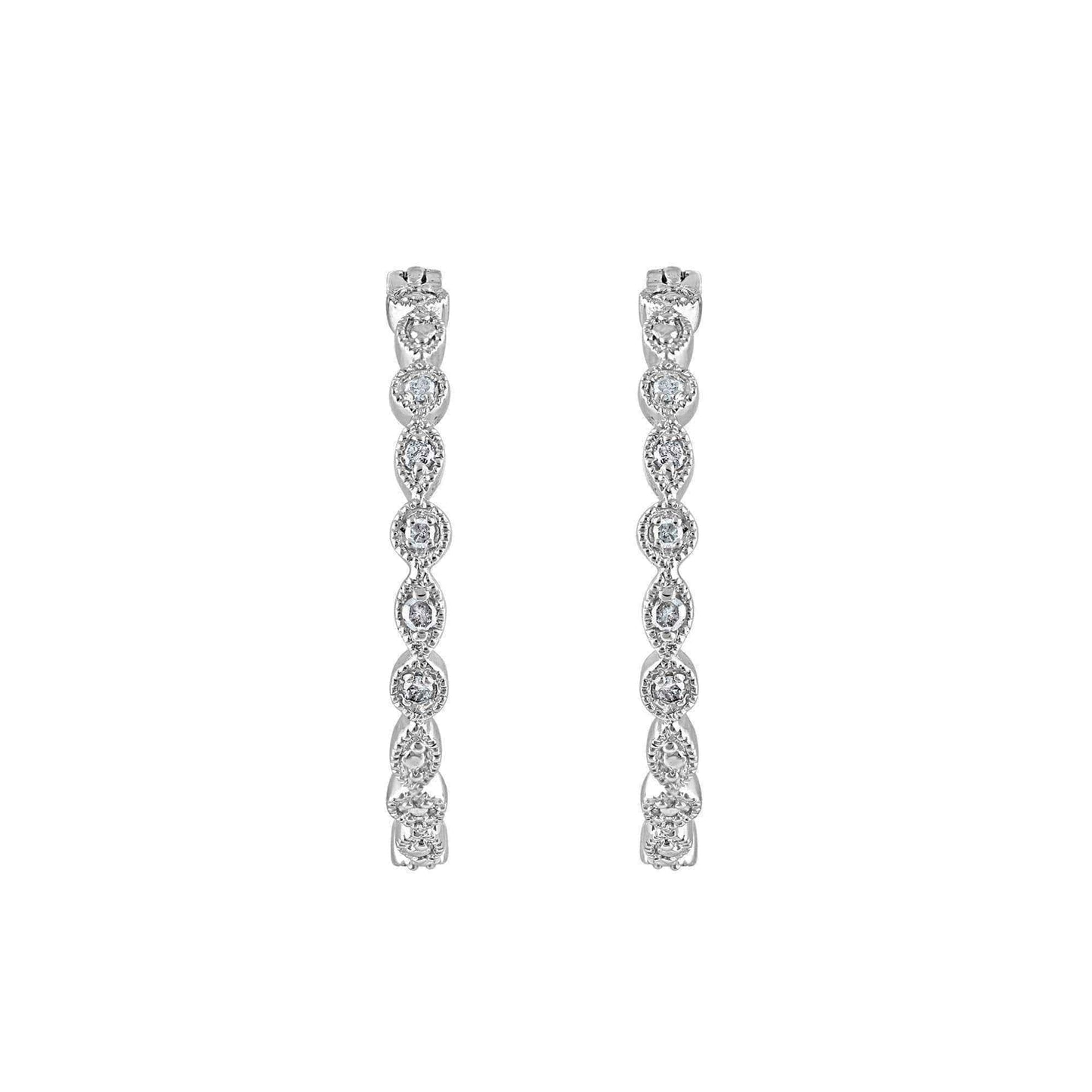 925 Sterling Silver 1/10 ct T.W. Hoop Earring (I-J, I2-I3) UK