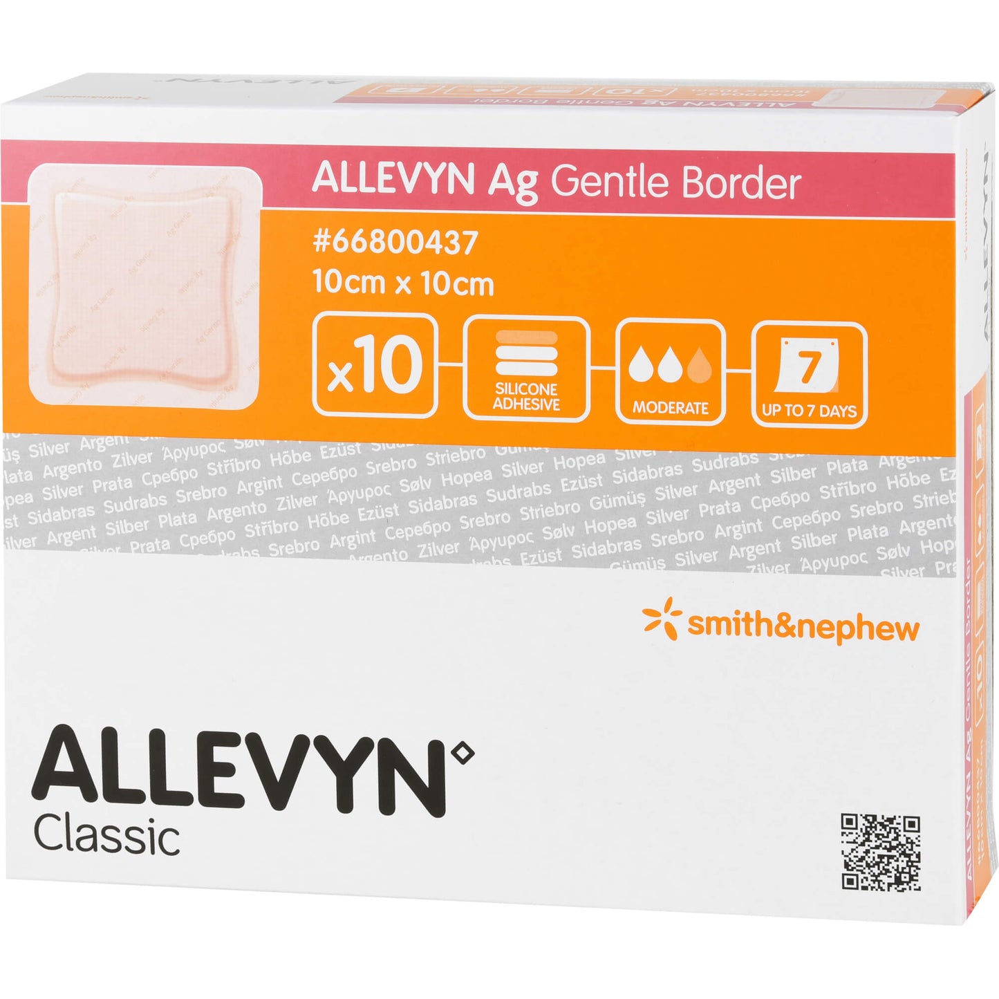 ALLEVYN Ag Gentle Border 10x10 cm wound dressing