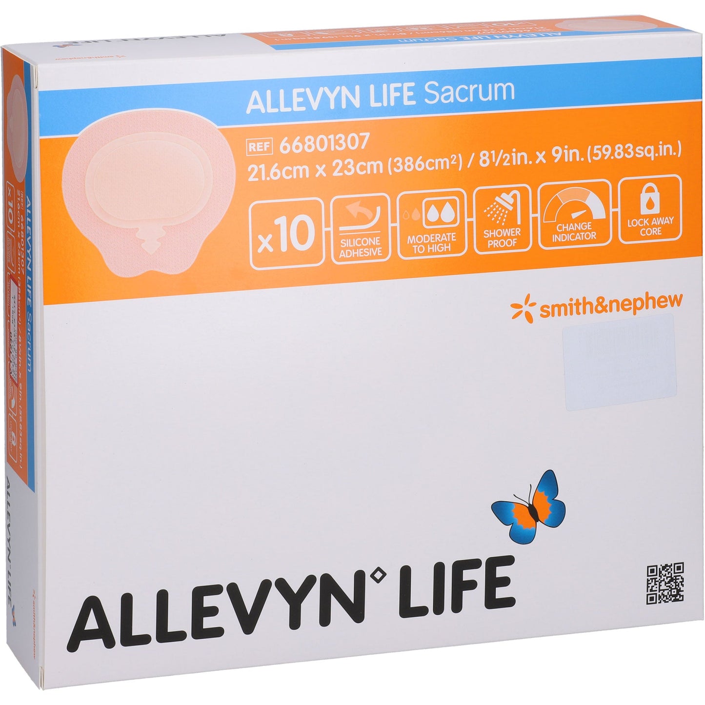 ALLEVYN Life Sacrum size 21.6x23cm silicone foam compound