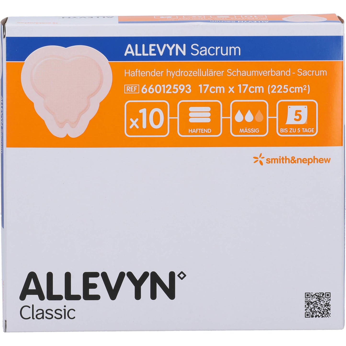 ALLEVYN Sacrum small 17x17 cm adhesive wound dressing