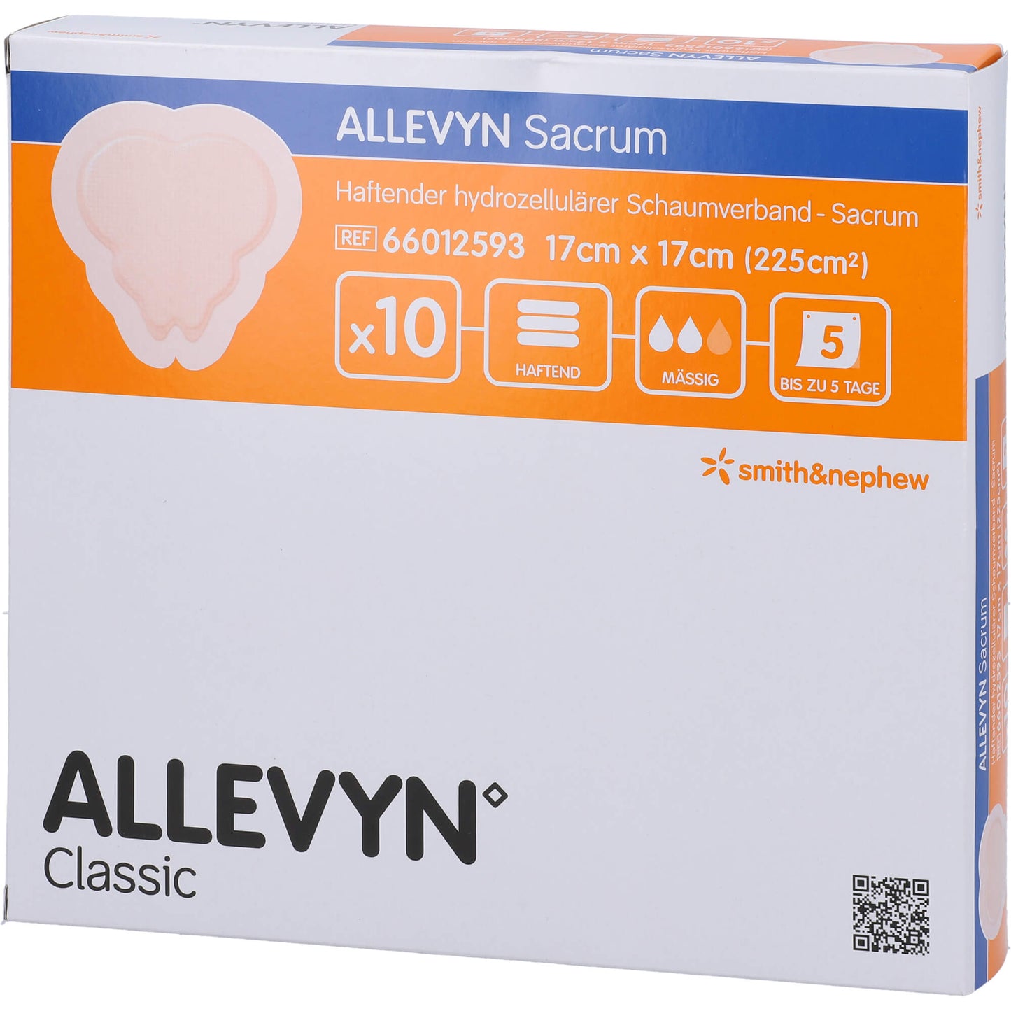 ALLEVYN Sacrum small 17x17 cm adhesive wound dressing