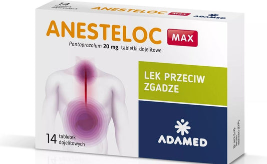 ANESTELOC Max 20mg x 14 pills, treatment of reflux,  regurgitation, heartburn