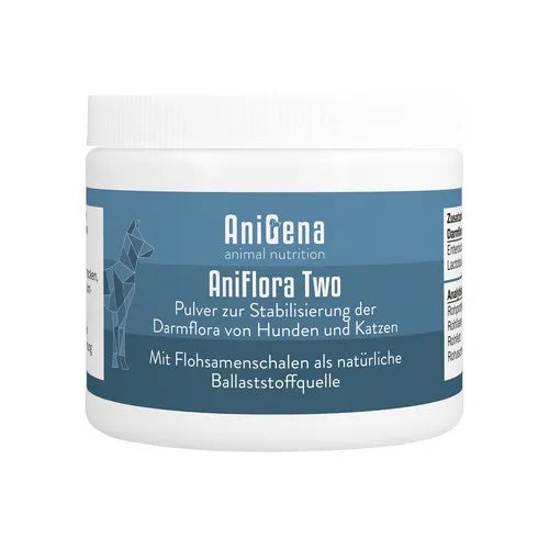 ANIFLORA Two Intestinal Bacteria + Psyllium Husk Supplement for Dogs, Cats 125 g