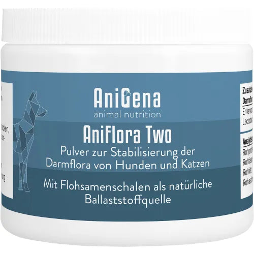 ANIFLORA Two Intestinal Bacteria + Psyllium Husk Supplement for Dogs, Cats 125 g