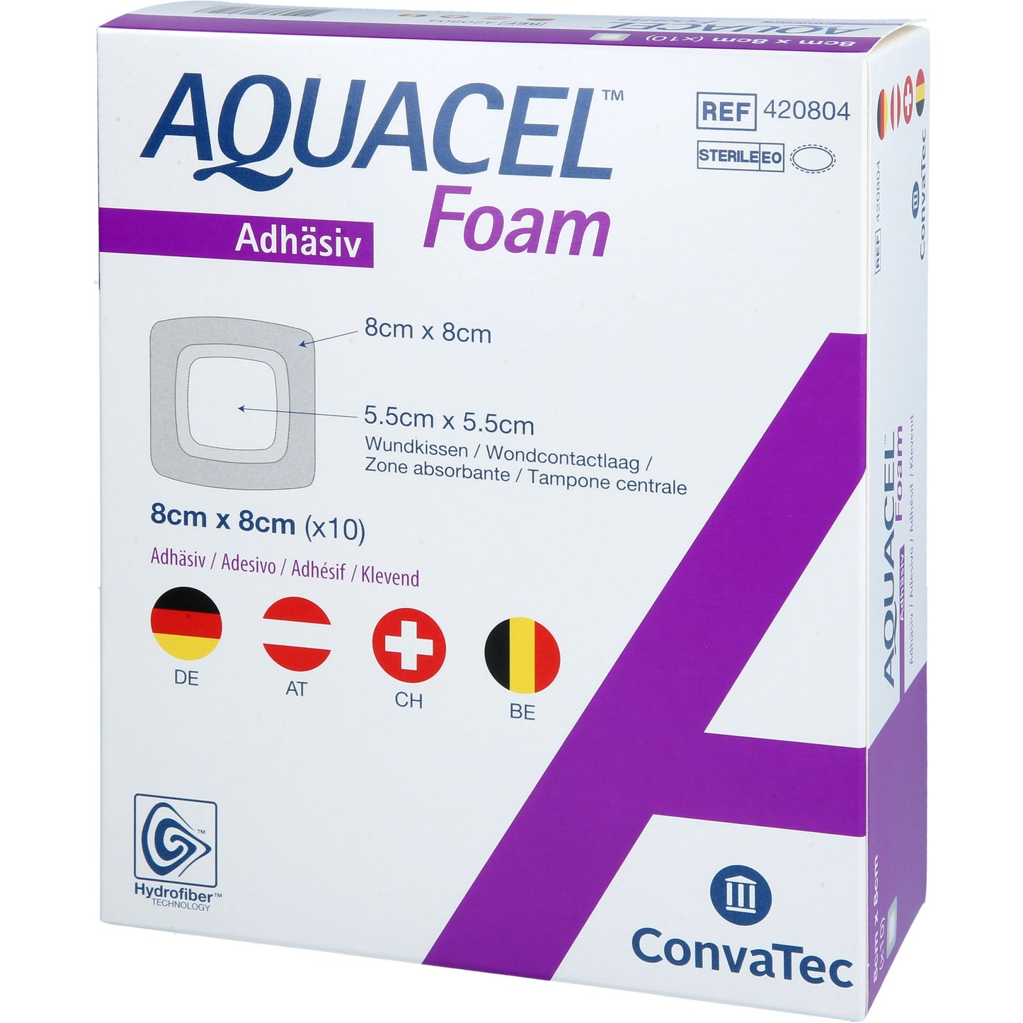 AQUACEL Foam adhesive 8x8 cm bandage