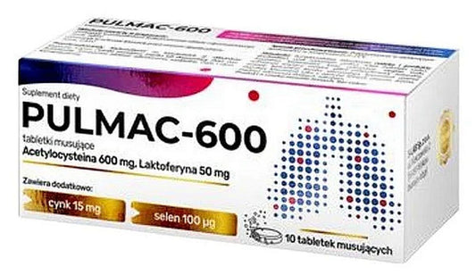 Acetylcysteine, lactoferrin, Pulmac-600 10 effervescent tablets