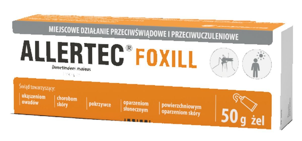 Allergic reactions, dimethindene maleate Allertec Foxill 1 mg antihistamine antipruritic gel