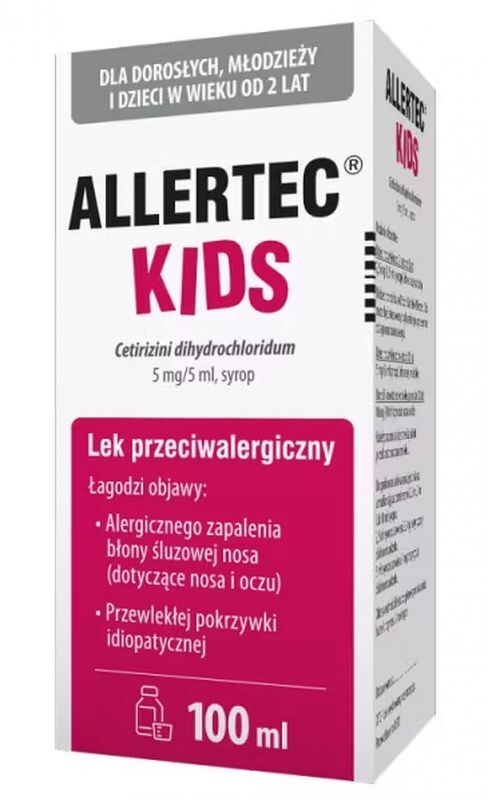 Allergy medicine for kids, Cetirizine dihydrochloride Allertec Kids syrup