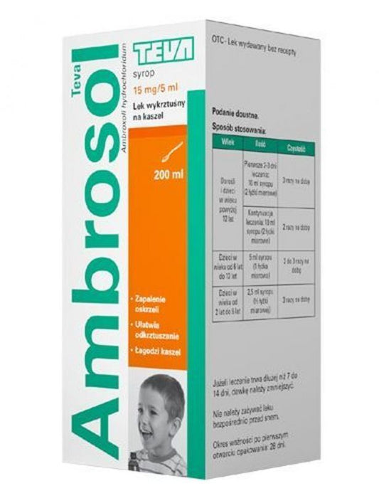 Ambroxol hydrochloride, Ambrosol TEVA syrup 0.015 g 200 ml