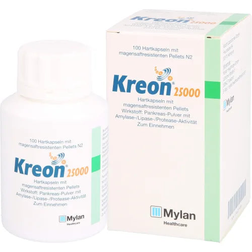 Amylase, lipase and protease, KREON 25,000 hard caps