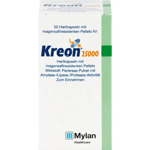 Amylase, lipase and protease, KREON 25,000 hard caps