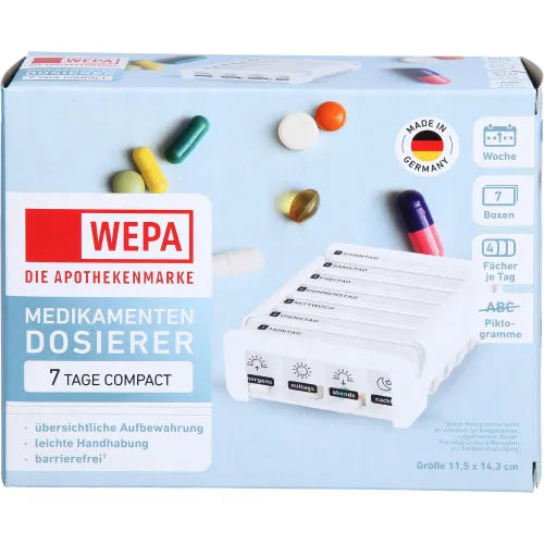 Anabox weekly pill organiser, Compact 7 days weekly dispenser white