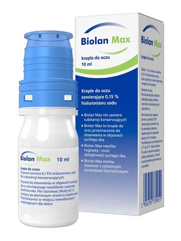 Max Biolan lubricant eye drops 10ml 0.15%, lubricating eye drops