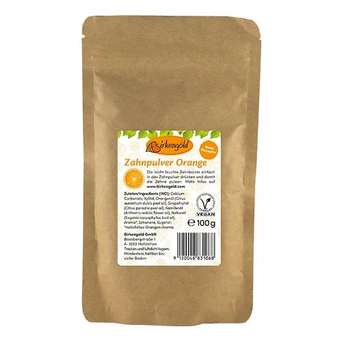 Birkengold tooth powder orange bag 100 g UK