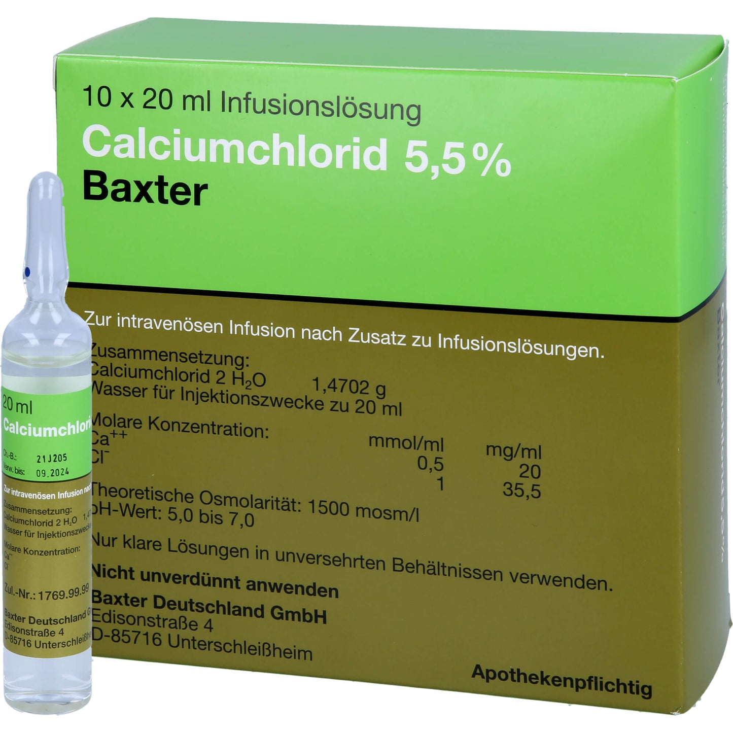 CALCIUM CHLORIDE solution 5.5% ampoules