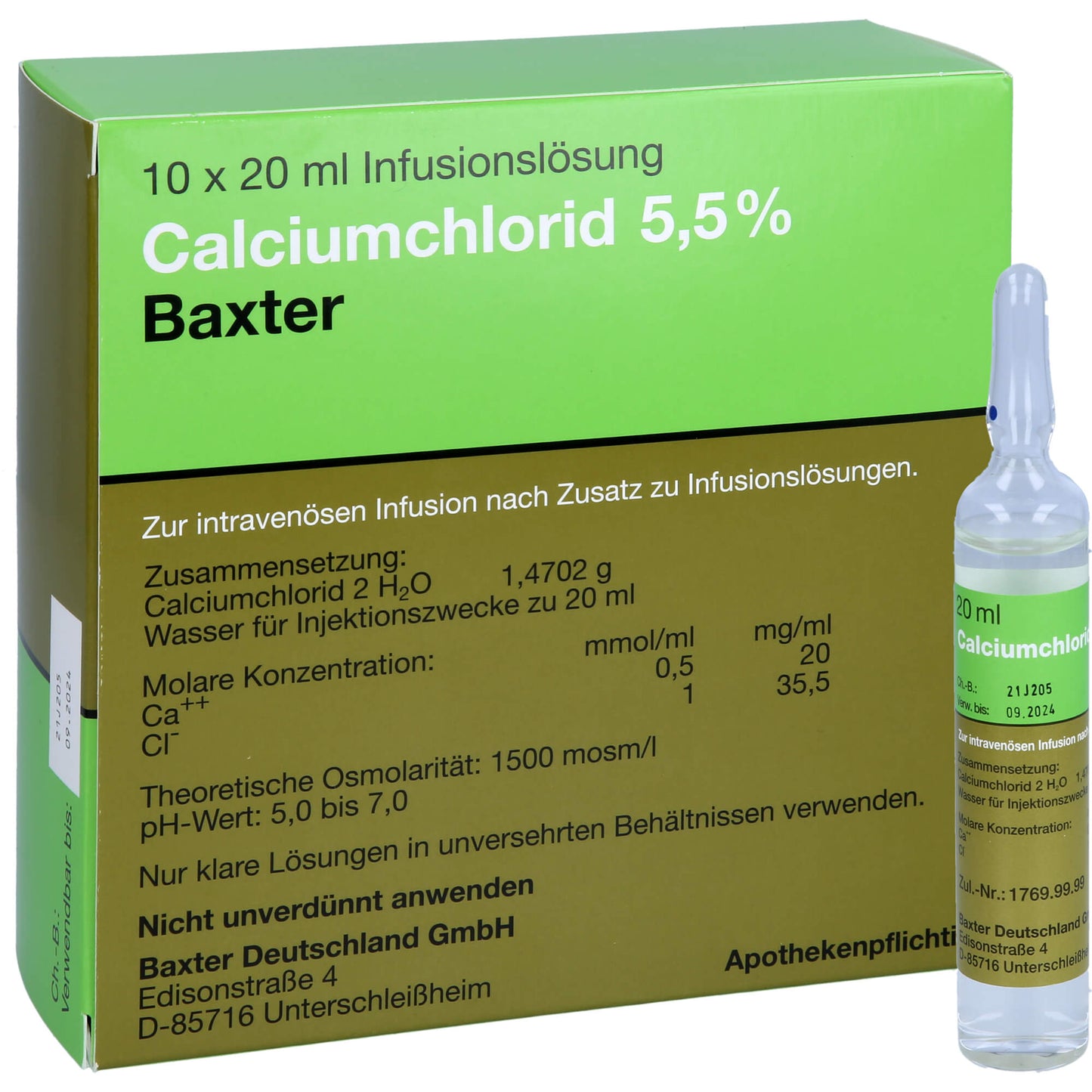 CALCIUM CHLORIDE solution 5.5% ampoules