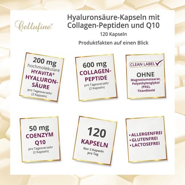CELLUFINE Hyaluronic Acid 100 mg + Collagen + Q10 Capsules 120 pcs