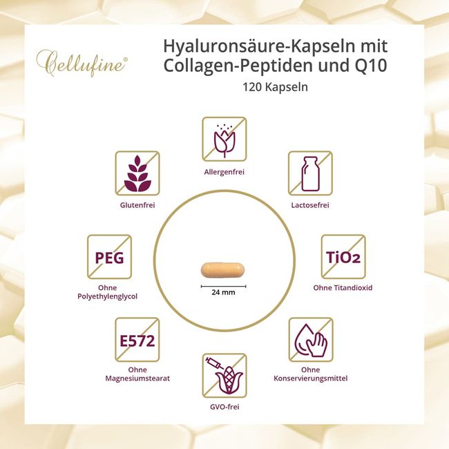 CELLUFINE Hyaluronic Acid 100 mg + Collagen + Q10 Capsules 120 pcs