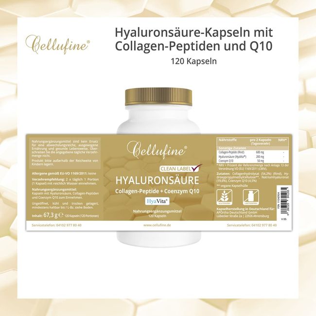 CELLUFINE Hyaluronic Acid 100 mg + Collagen + Q10 Capsules 120 pcs