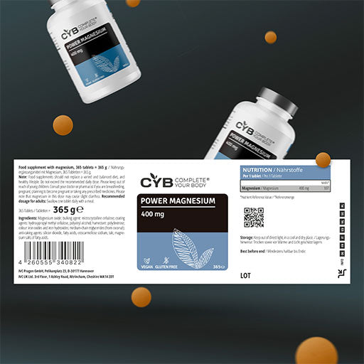 CYB Power Magnesium 400 mg high dose+vegan tablets