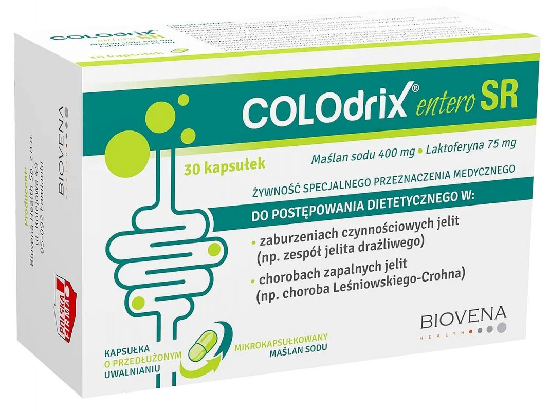 Lactoferrin, butyrate, Colodrix entero SR