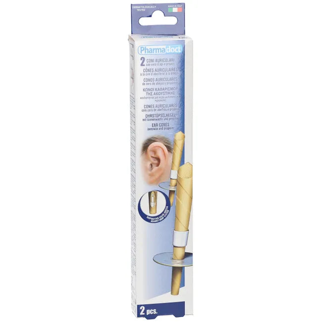 Conical ear candles with beeswax, 2 pieces