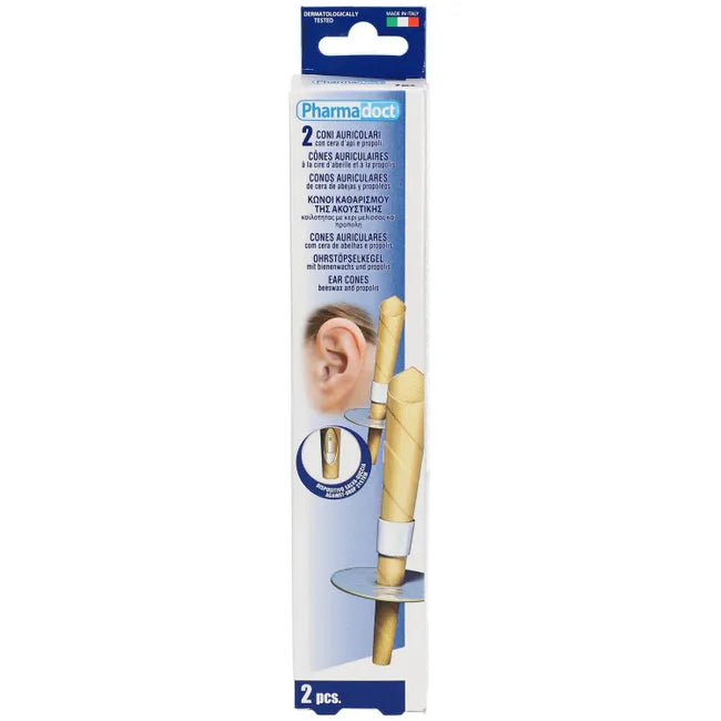 Conical ear candles with beeswax, 2 pieces