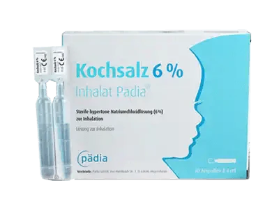 Cystic fibrosis, saline solution, SALINE 6% inhalant pediatric ampoules UK