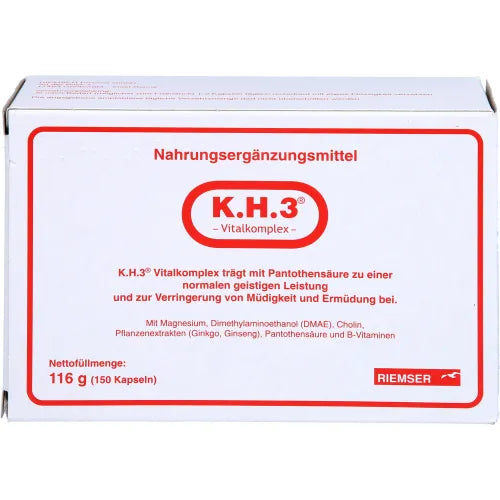 DMAE, Deanol, choline, ginkgo extract, ginseng extract, KH3 vital complex