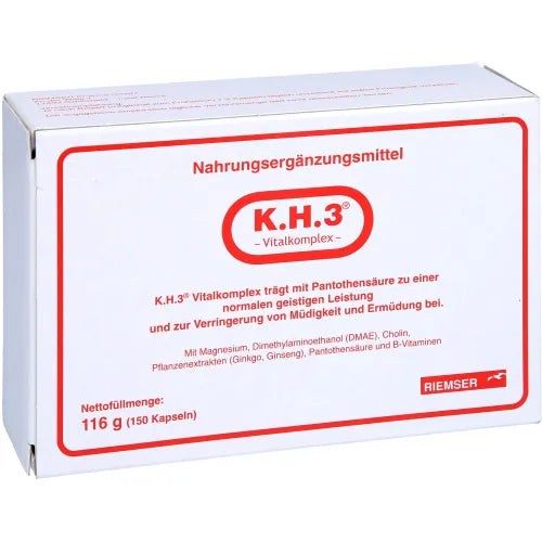 DMAE, Deanol, choline, ginkgo extract, ginseng extract, KH3 vital complex