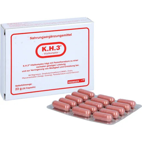 DMAE, choline, ginkgo extract, ginseng extract, KH3 vital complex 30