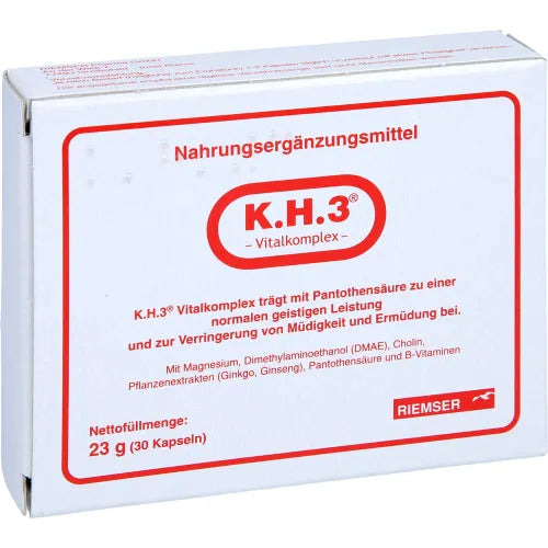 DMAE, choline, ginkgo extract, ginseng extract, KH3 vital complex 30