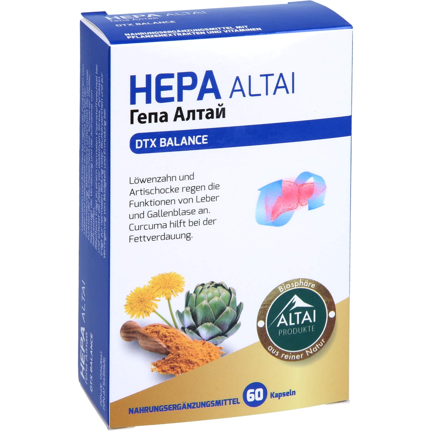 Dandelion, artichoke for the liver, allbladder, Turmeric, HEPA ALTAI capsules
