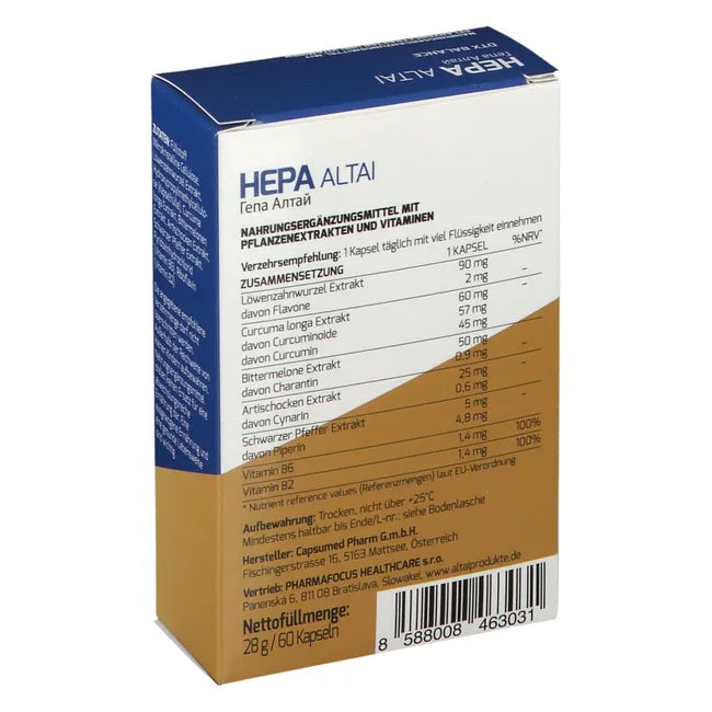 Dandelion, artichoke for the liver, allbladder, Turmeric, HEPA ALTAI capsules